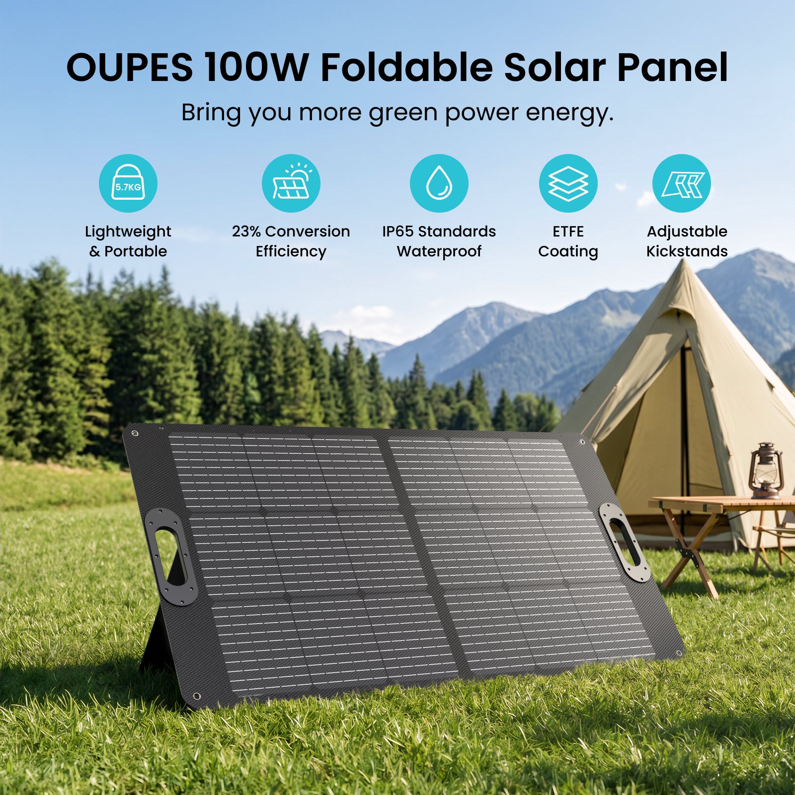 OUPES 100W Portable Solar Panel