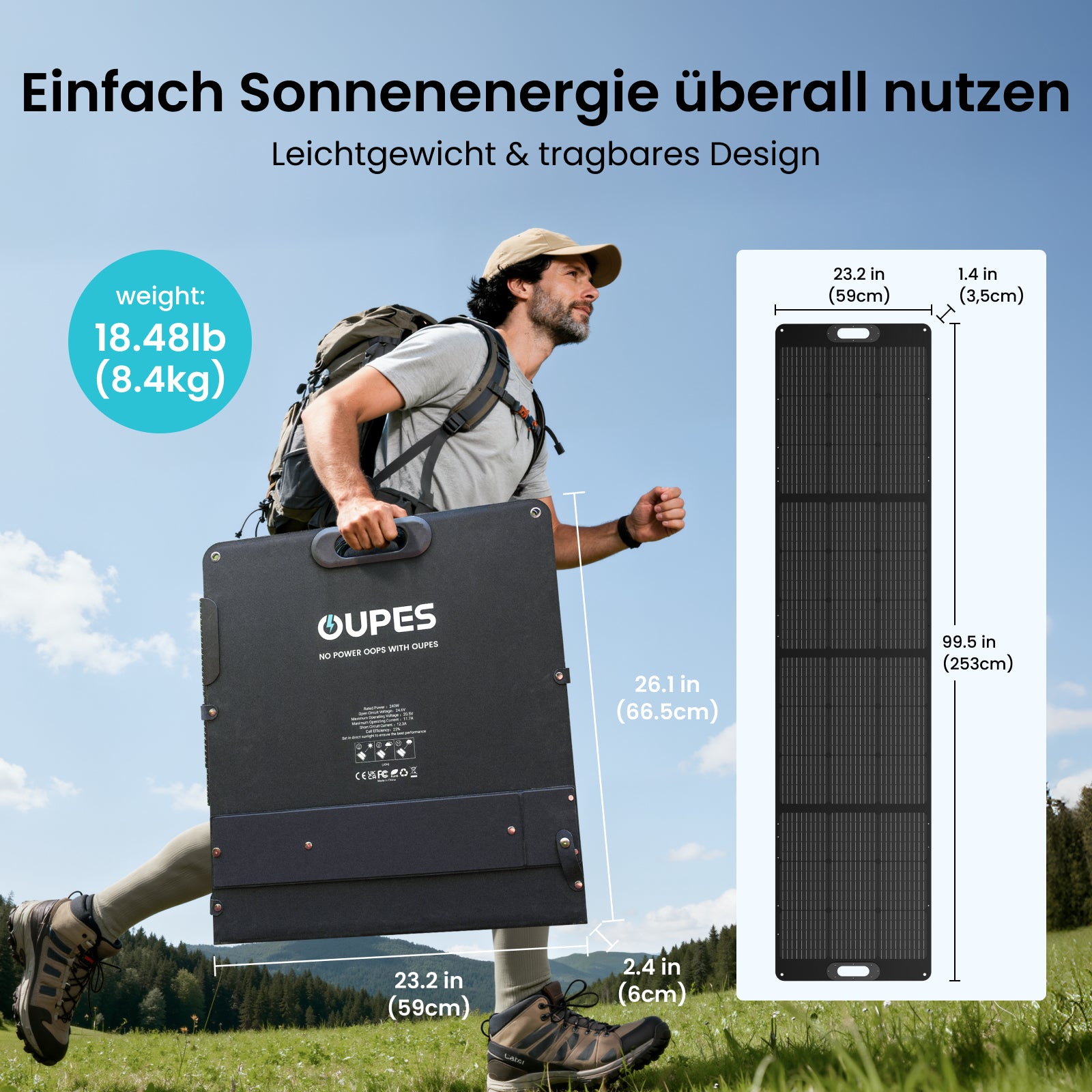 OUPES 240W Portable Solar Panel