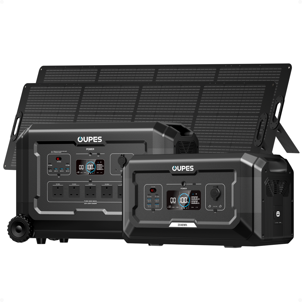 Mega 3 + B2 Extra Battery + 2*240W Solar Panel | Solar Generator Kit